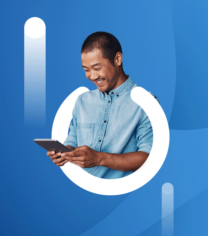 Marketing professional reviewing a campaign on a tablet
